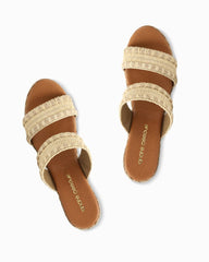 André Assous Nolita Stitched Raffia Wedges - Sand