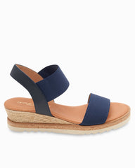 André Assous Neveah Linen Wedges - Navy/Navy