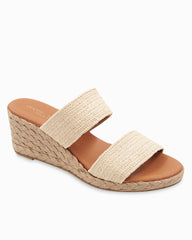 André Assous Nori Stretch-Raffia Wedges - Natural