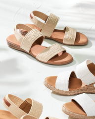 André Assous Nigella Natural Stretch-Raffia Featherweights Sandals - Natural