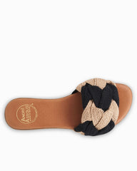 André Assous Nahala Knotted Raffia Featherweights Sandals - Black/Natural