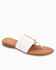 André Assous Nice Stretch-Raffia Featherweights Sandals - White