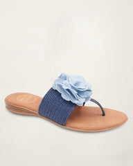 André Assous Nara Navy Stretch-Raffia Featherweights Sandals - Navy