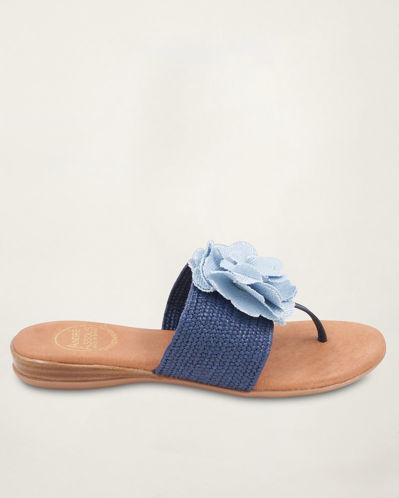 André Assous Nara Navy Stretch-Raffia Featherweights Sandals - Navy