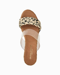 André Assous Anfisa Raffia Wedges - Clear/Black/Natural