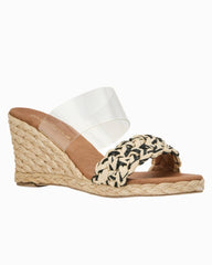 André Assous Anfisa Raffia Wedges - Clear/Black/Natural