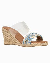 André Assous Anfisa Raffia Wedges - Clear/Blue/Natural