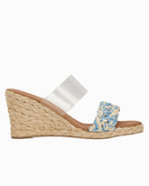 André Assous Anfisa Raffia Wedges - Clear/Blue/Natural