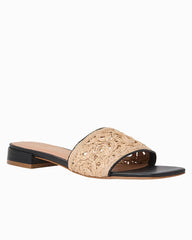 André Assous Jacin Raffia Sandals - Natural/Black