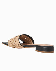 André Assous Jacin Raffia Sandals - Natural/Black