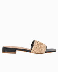 André Assous Jacin Raffia Sandals - Natural/Black