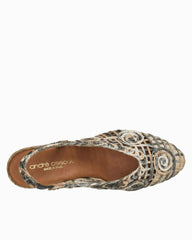 André Assous Pamala Raffia Slingback Wedges - Black/Natural Raffia