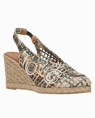 André Assous Pamala Raffia Slingback Wedges - Black/Natural Raffia