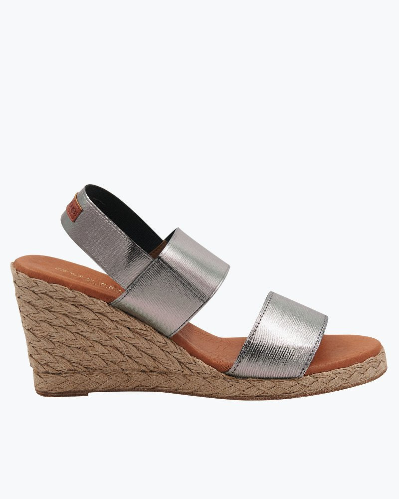 André Assous Allison Metallic Wedges - Pewter