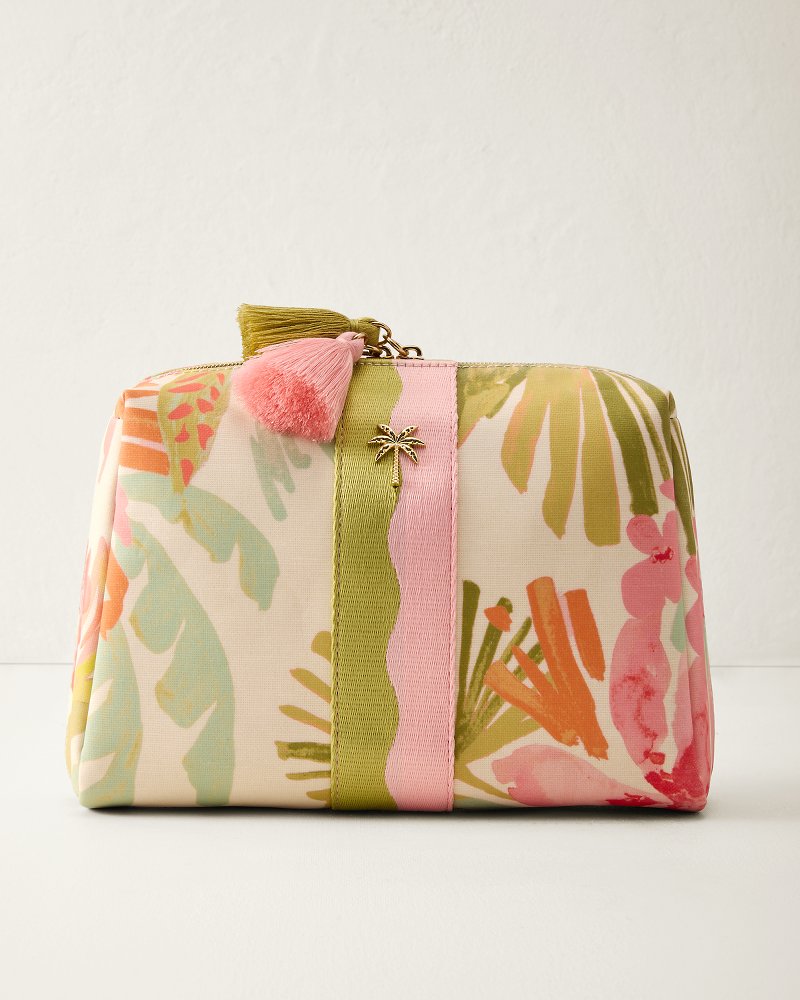 Spartina Green Tropical Large Cosmetic Pouch - Castillo Tropical