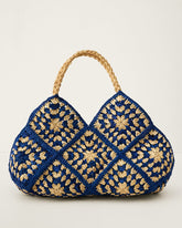 Stormi Raffia Tote - Cobalt