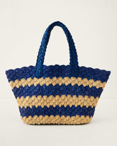 Ivy Stripe Raffia Tote - Cobalt