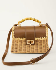 Debon Rattan Bag - Chocolate/Natural