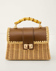 Debon Rattan Bag - Chocolate/Natural