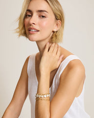 Rose Coast Link & Pearl Bracelet Set - Gold