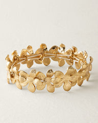 Hibiscus Charm Pressed Flower Stretch Bracelet - Gold