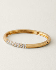 Hibiscus Charm Pave Hinge Bracelet - Gold
