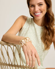 Sunset Tides Beaded Stretch Bracelet Set - Gold