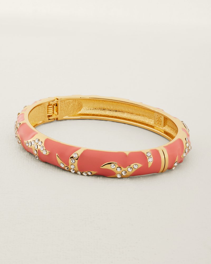 Harbor Glow Starfish Coral Enamel Hinge Bracelet - Coral