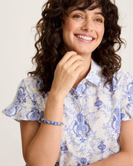 Harbor Glow Pineapple Blue Enamel Hinge Bracelet - Blue