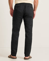 Big & Tall Beach Coast Stretch-Linen E-Waist Pants - Black