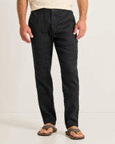 Big & Tall Beach Coast Stretch-Linen E-Waist Pants - Black