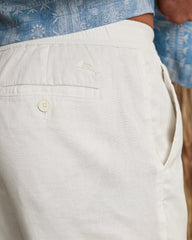 Big & Tall Beach Coast Stretch-Linen E-Waist Pants - White