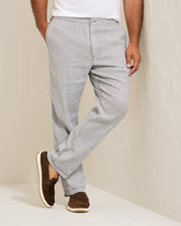 Big & Tall Beach Coast Stretch-Linen E-Waist Pants - Bala Shark