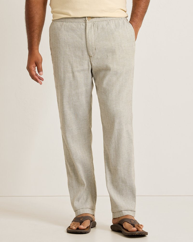 Big & Tall Beach Coast Stretch-Linen E-Waist Pants - Beach