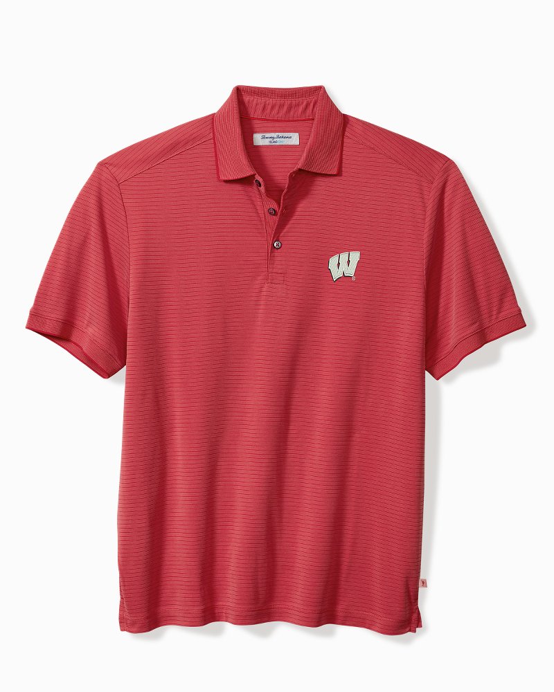 Big & Tall Collegiate Bay Stripe IslandZone Polo - wisconsin