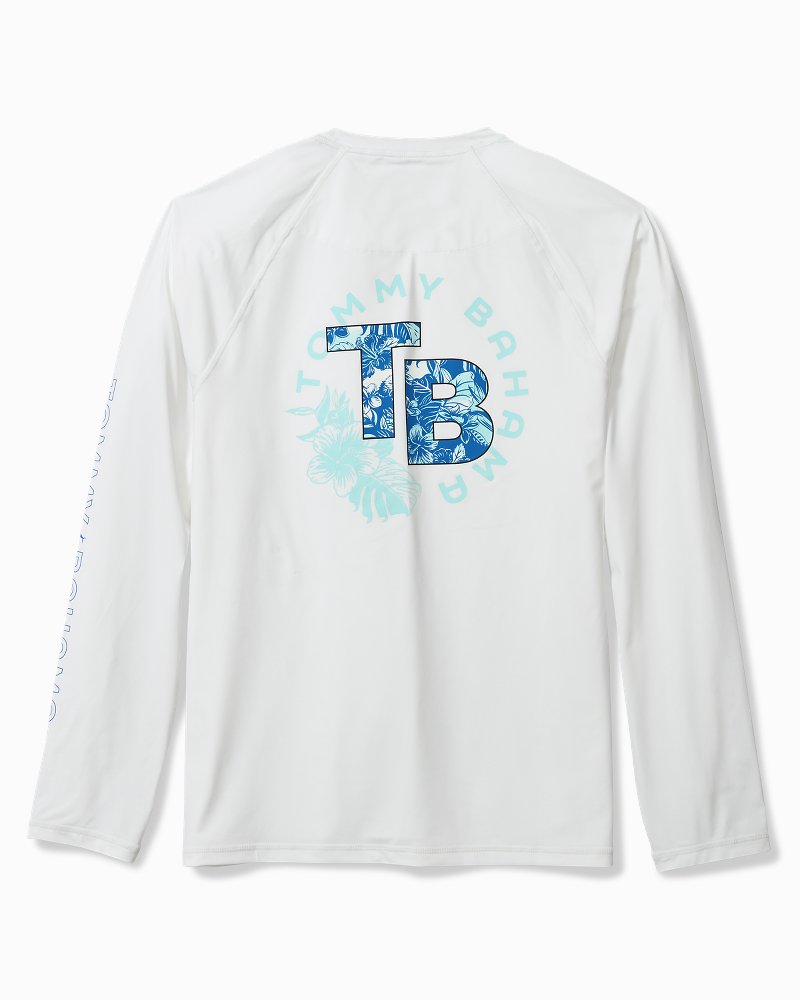 Big & Tall Chill Time Tropics Crew Long-Sleeve IslandZone Shirt - White