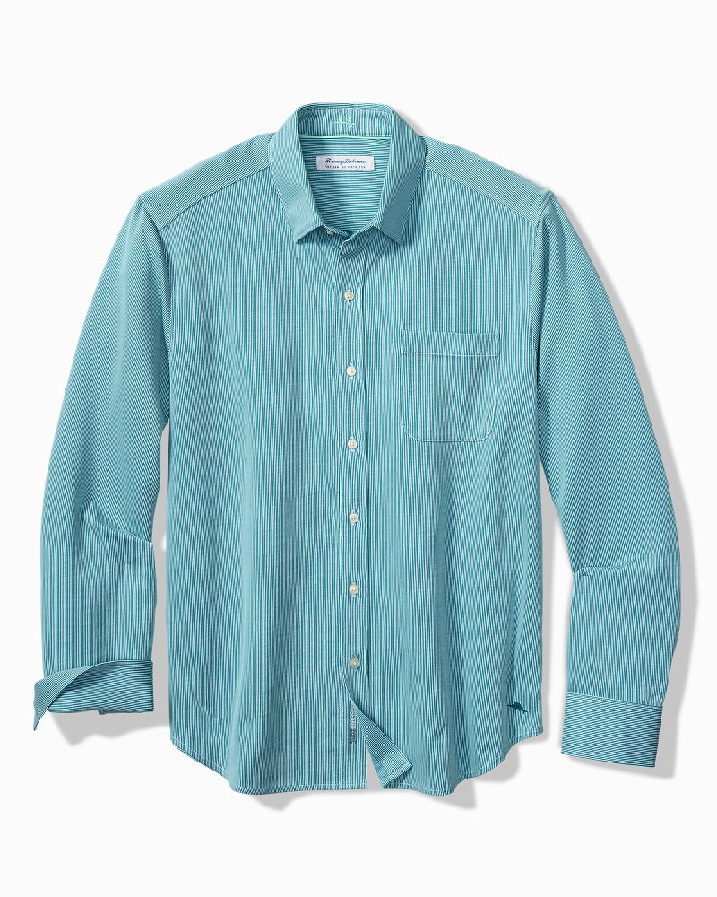 Big & Tall San Lucio Sol Stripe Stretch Knit Shirt - Tourmaline Glaze