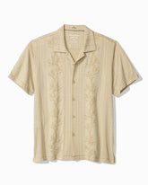 Big & Tall Palm Fresco Beach Border IslandZone® Camp Shirt - Stone Khaki