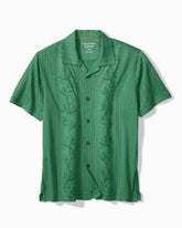 Big & Tall Palm Fresco Beach Border IslandZone® Camp Shirt - Myrtle Green