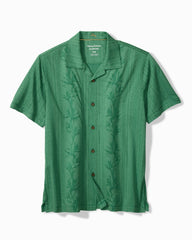 Big & Tall Palm Fresco Beach Border IslandZone® Camp Shirt - Myrtle Green