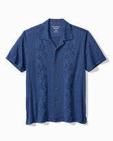 Big & Tall Palm Fresco Beach Border IslandZone® Camp Shirt - Carbon Navy