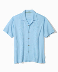Big & Tall Palm Fresco Beach Border IslandZone® Camp Shirt - Dusk Blue