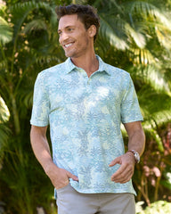 Big & Tall Costa Wave Palm Azul IslandZone Polo - Blue Vault
