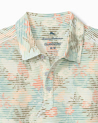 Big & Tall Costa Wave Palm Azul IslandZone Polo - Light Rosemary