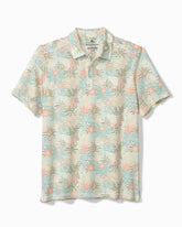 Big & Tall Costa Wave Palm Azul IslandZone Polo - Light Rosemary