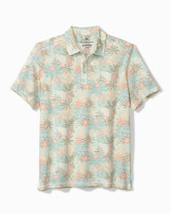 Big & Tall Costa Wave Palm Azul IslandZone Polo - Light Rosemary