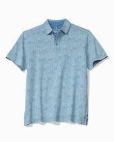 Big & Tall Palm Tini Cotton Polo - Bleached Indigo
