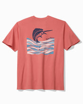 Big & Tall Marlin Waves Graphic T-Shirt - Red Sunset
