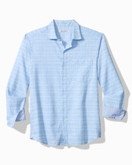Big & Tall Barbados Breeze Playa Plaid Stretch-Linen Shirt - Aqua Ice