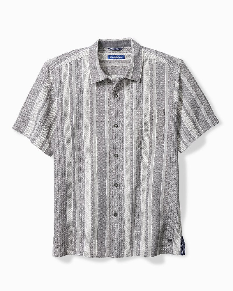 Big & Tall Milano Stripe Cotton Camp Shirt - Night Cap